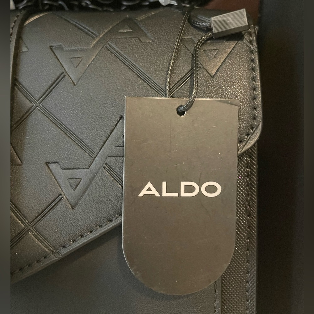 SOLD ALDO Black Monogrammed A Purse with chain New in Box - Picture 3 of 4